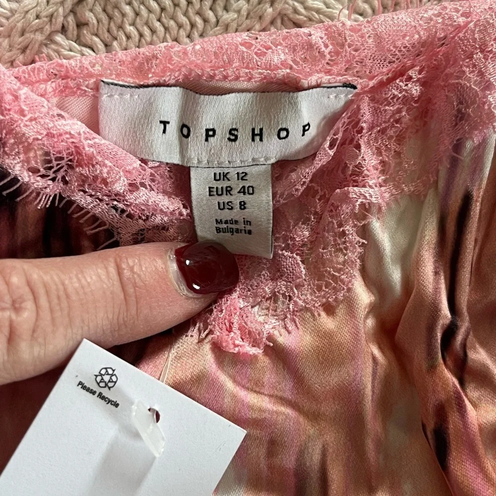 NWT Topshop Mini Lace Crinkle Dress Women’s Size 8 - Picture 4 of 16